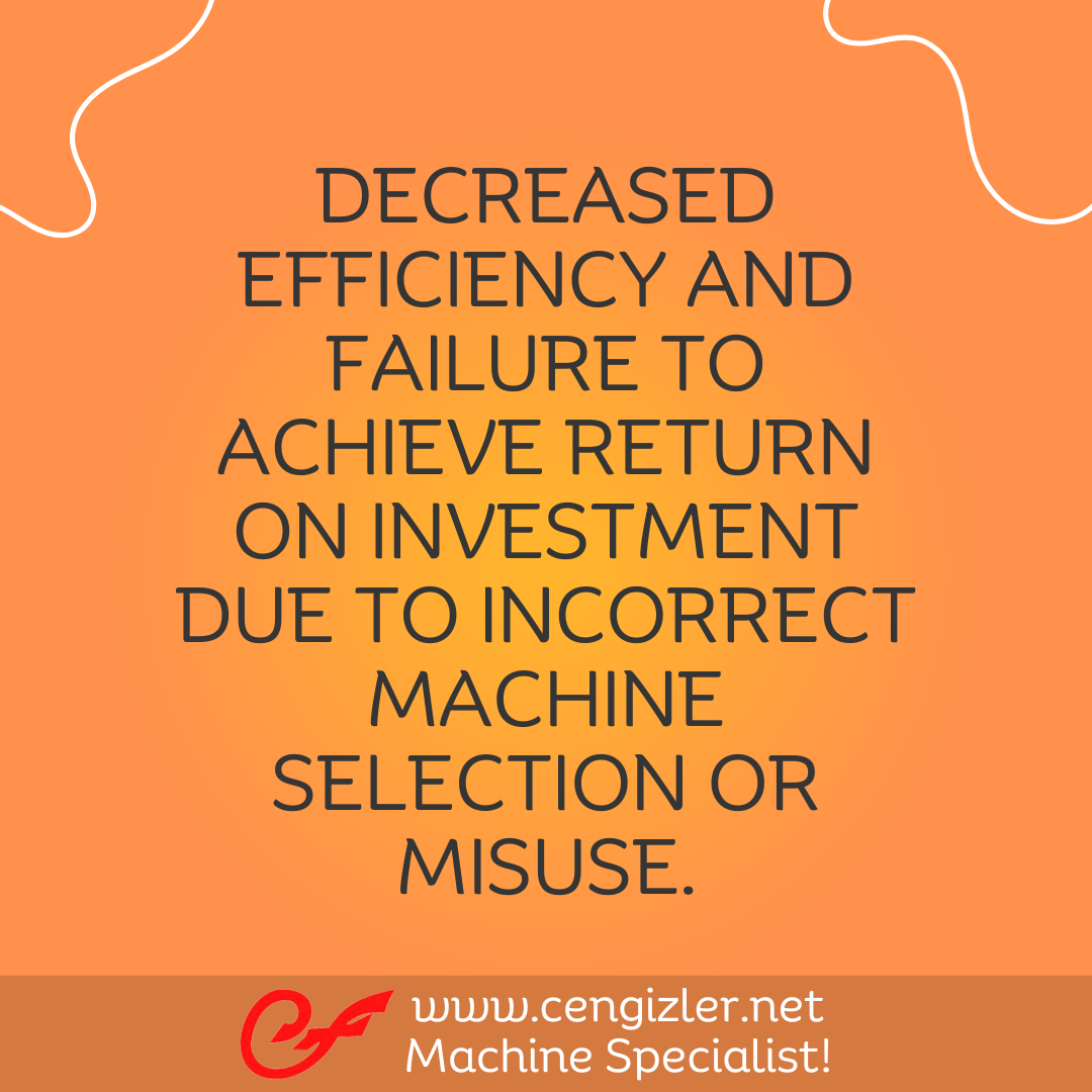 2 Decreased efficiency and failure to achieve return on investment due to incorrect machine selection or misuse